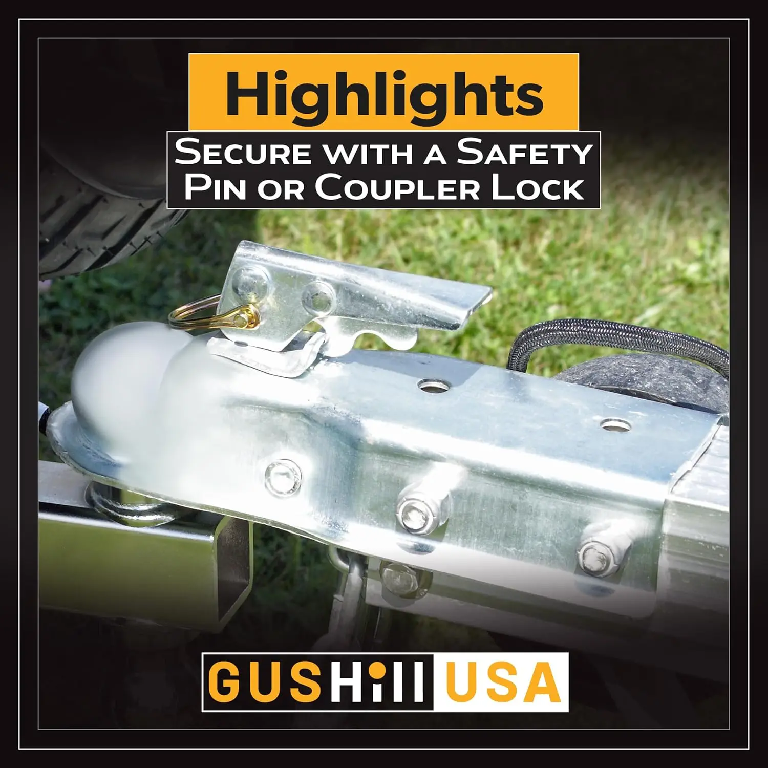 USA GH 25153 وصلة مقطورة اللسان المستقيمة لقناة 2 بوصة، كرة وصلة 2 بوصة، 3500 رطل، طلاء الزنك #6