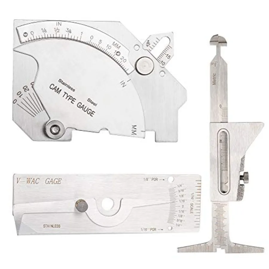 

Hi Lo Welding Gauge Gage Test Ulnar Welder Inspection Gauge Tool + V-WAC Biting Edge Welding Gauge + MG-8 Bridge Cam Gage kit C