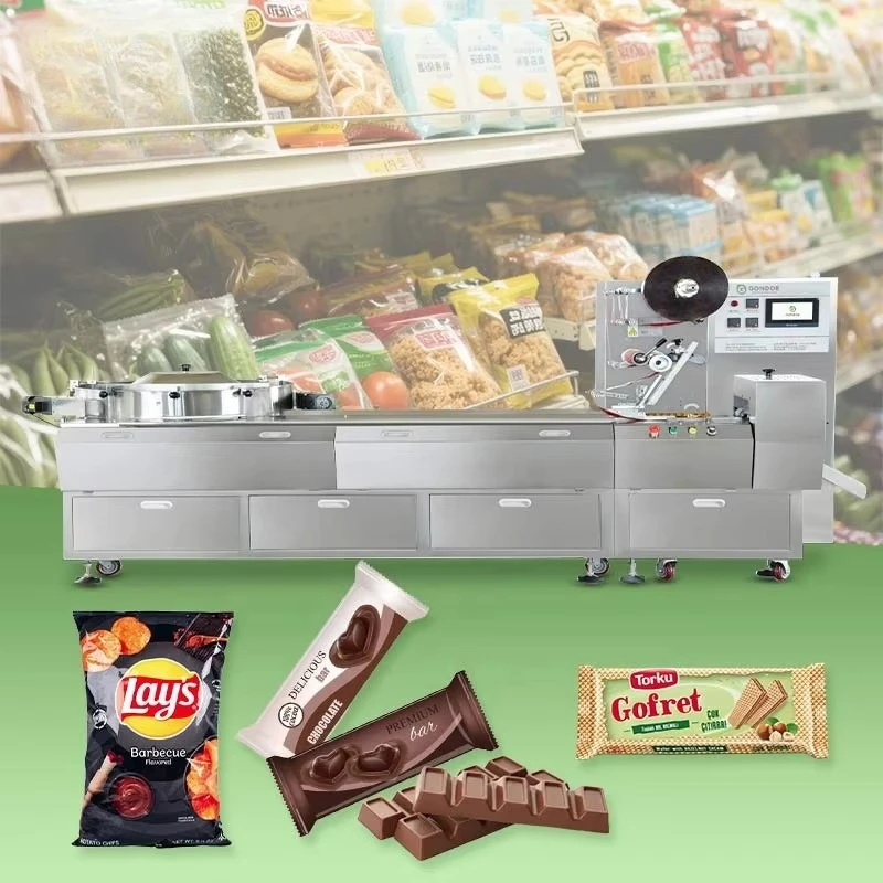Ice Cream Popsicle Dates Biscuit Loading And Packing Sealing Chocolate Bar Film Packaging Machine With