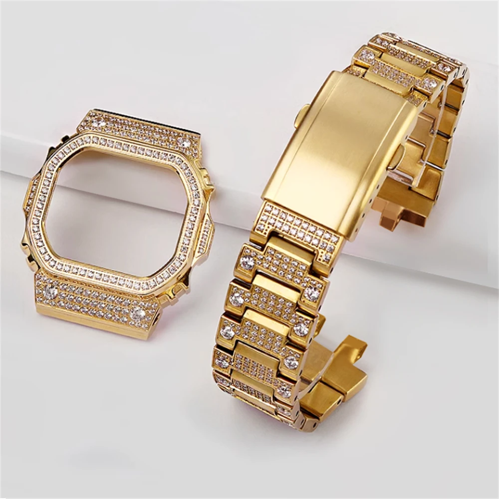 Watch Band Strap For GMW-B5000 Watchband Frame Bezel Bracelet Modified diamond stainless steel watch case accessories