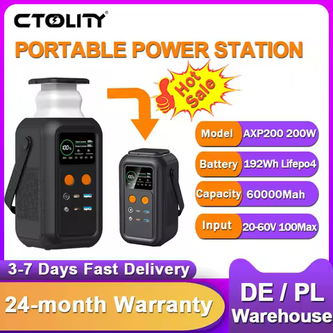 EcoFlow CTOLITY 200W Power Station Camping 192Wh Lifepo4 Power Bank 60000mAh Portable Charger Battery Emergency Power USB TYPE-C Port