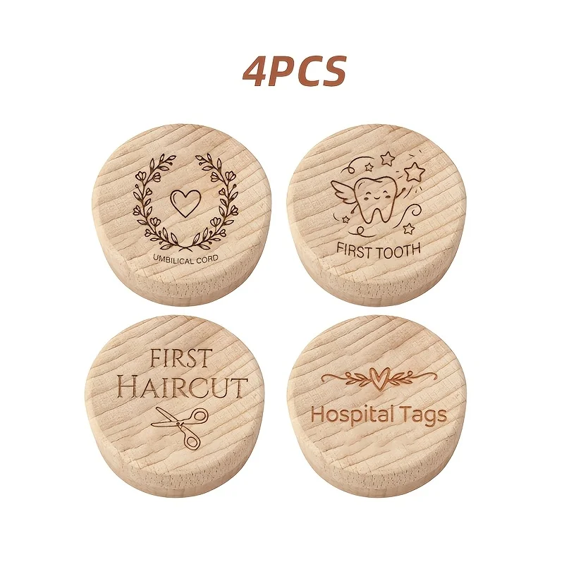 Set Four Newborn Tooth Hair Memory Chest Adorable Baby Footprint Design Infant Milk Teeth Organizer Box Parents Safeguard