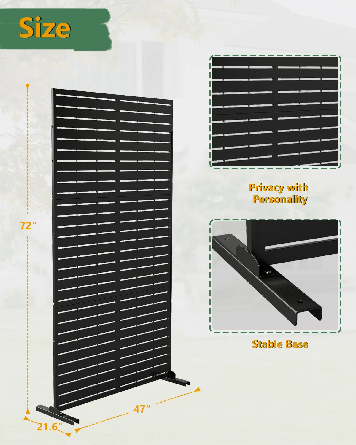 FOOWIN 72x47in 2pc Freestanding Metal Privacy Screen Decorative Fence Panels Outdoor Patio Garden Balcony Backyard Divider