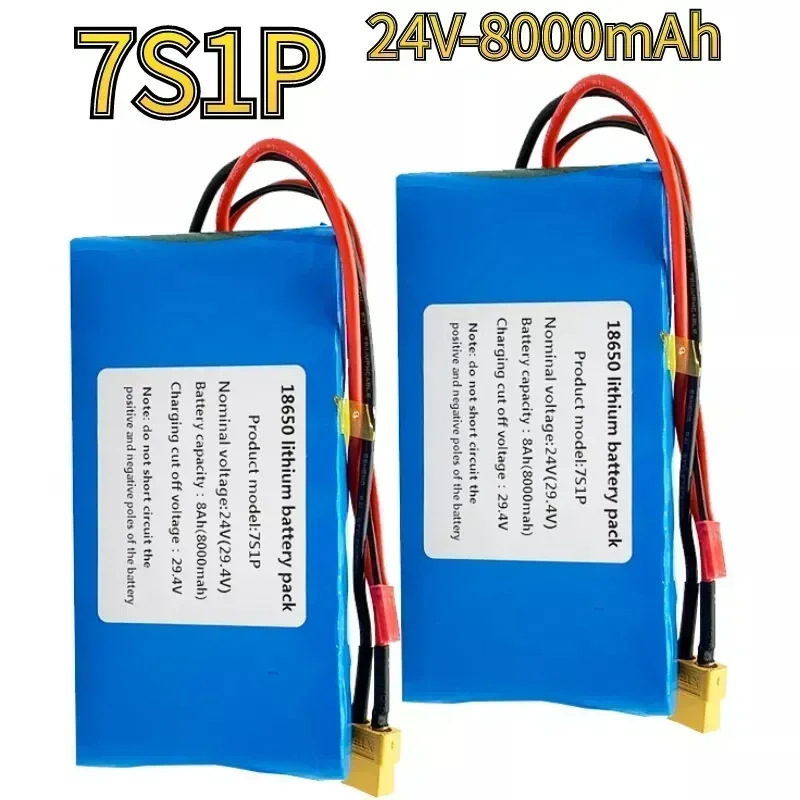 New 7S1P 24V 8000mah 18650 Lithium Ion Battery Pack Is Suitable for Scooter Toy Bicycle with Built-in BMS and Charger Sales