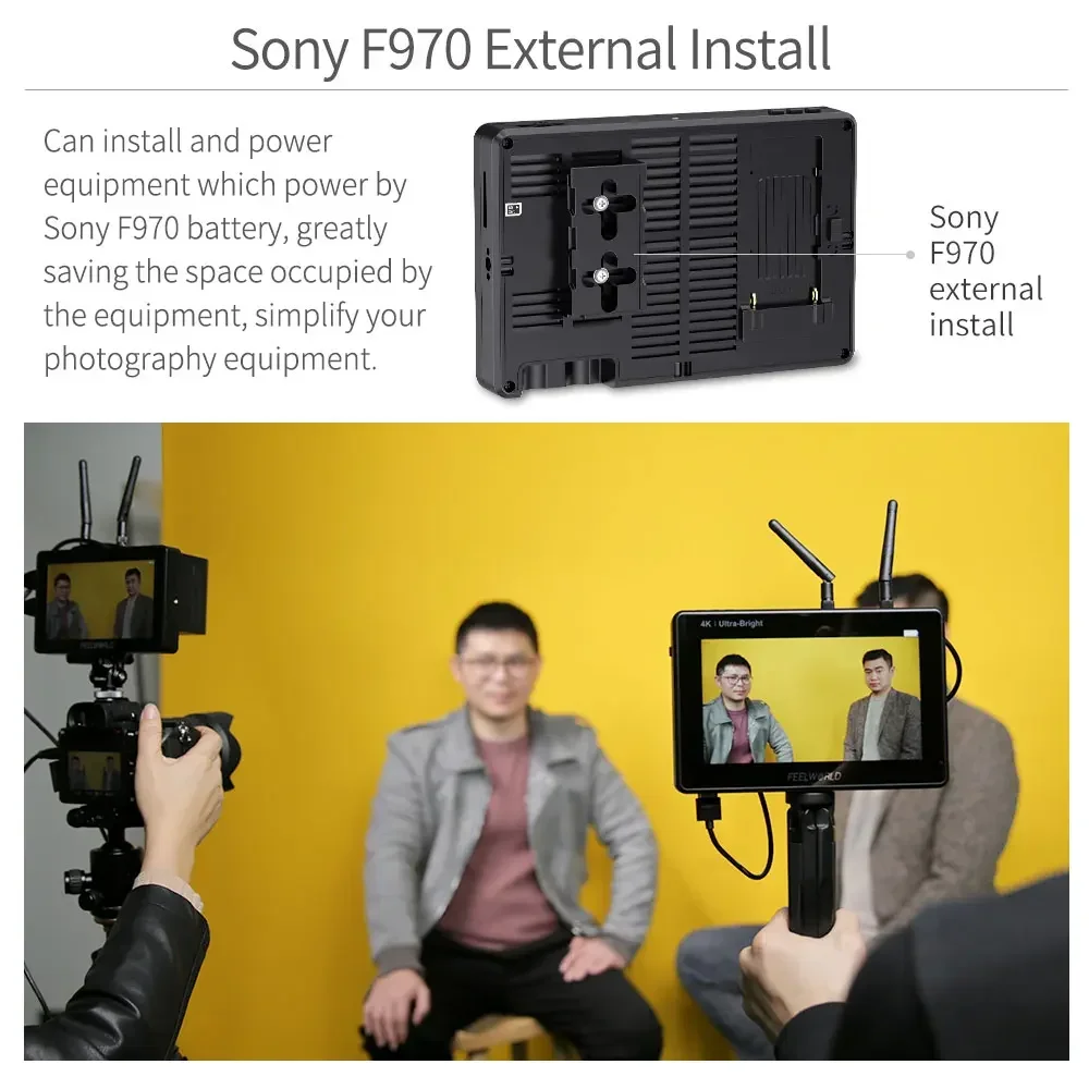 

FEELWORLD LUT7 PRO 7" 1920x1200 Monitor 4K HDMI DC Out 8V F970 Kit Input Output 3D LUT 2200nit IPS Touch Screen