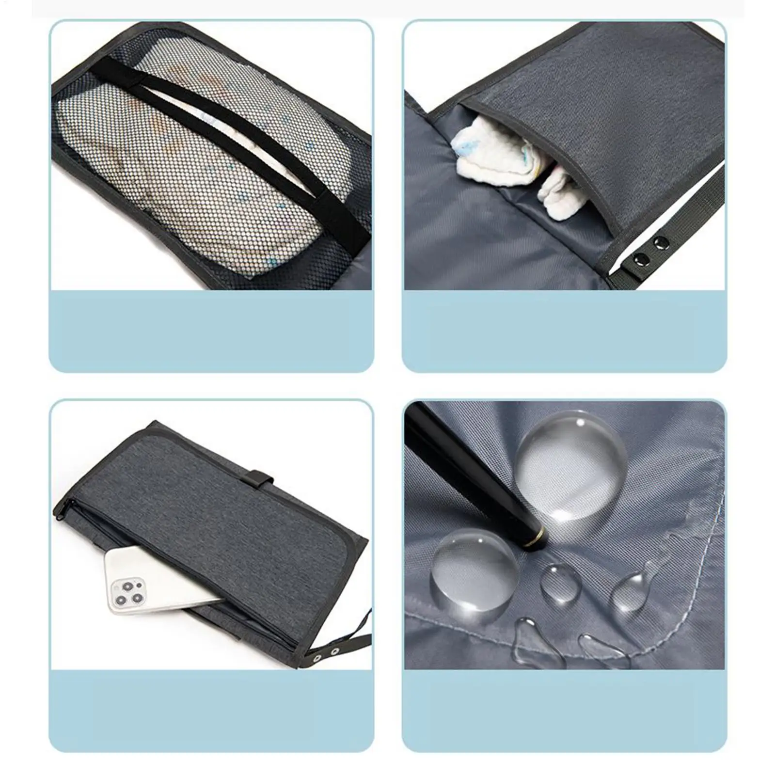 Bolsa de fraldas para mulheres, grande capacidade, com gancho para carrinho de bebê, bolsa de fraldas com almofada para troca, para viagens diárias na praia, viagens curtas