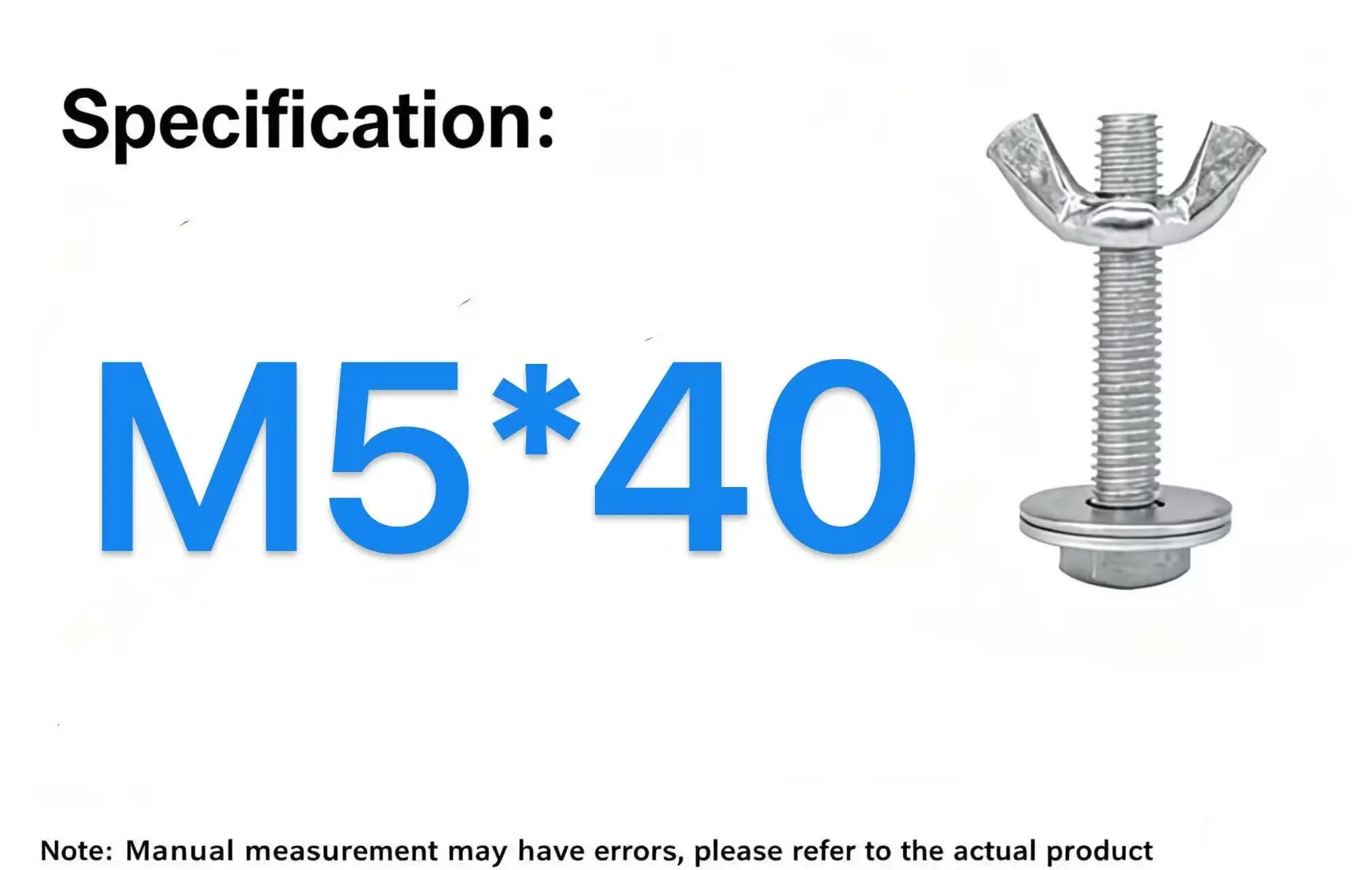 Wing Bolt Assembly Butterfly Hand Tightening Screw With Flat Washers Hex Nut  M5*40Scaffold Horse Stool Replacement Fixin