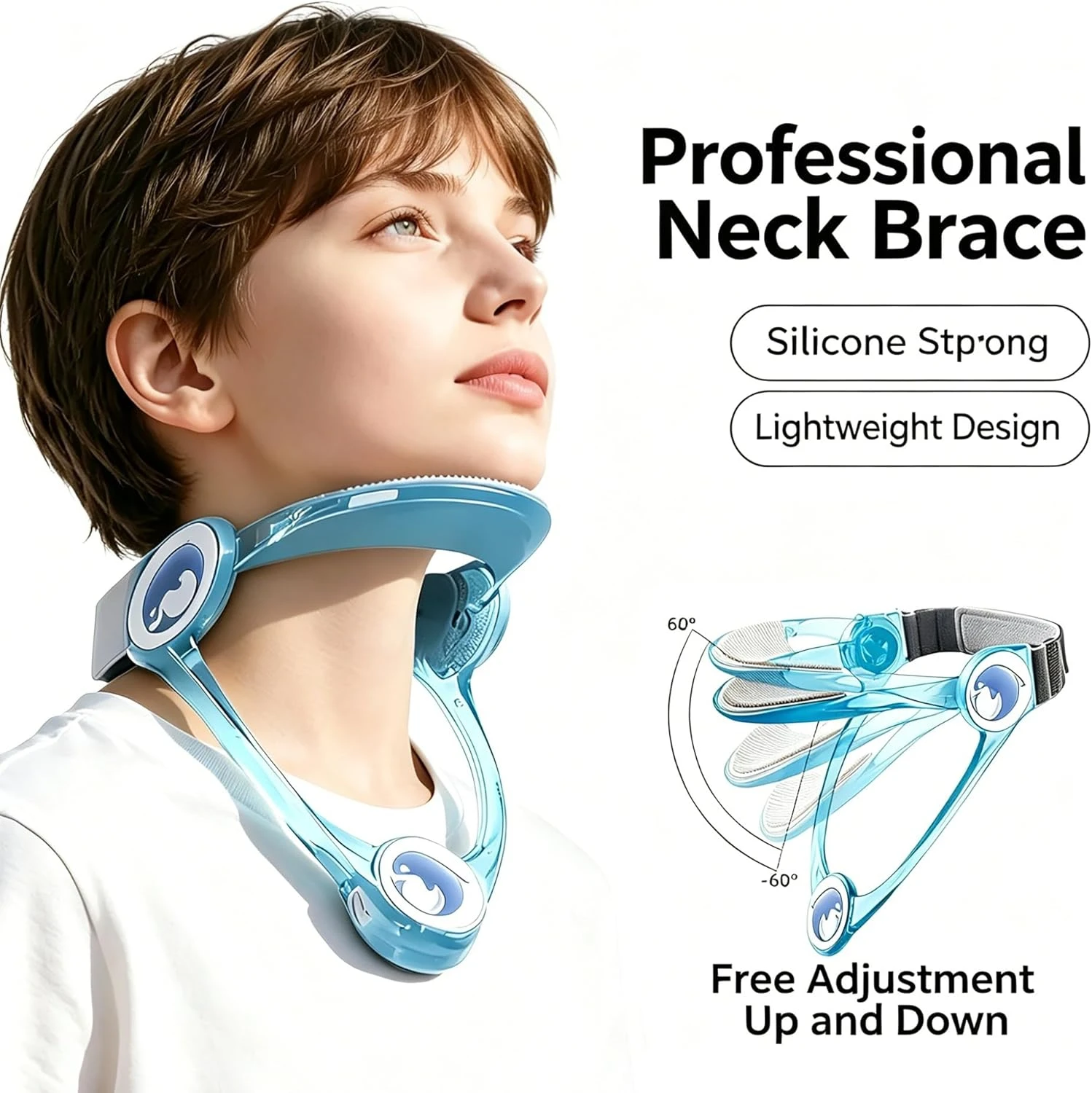 Neck Pain Relief Cervical Collar | 360° Adjustable Neck Support Brace with Stretcher | Plastic Neck Collar for Forward Head Posture Correction | Neck Traction Device for Pain Relief