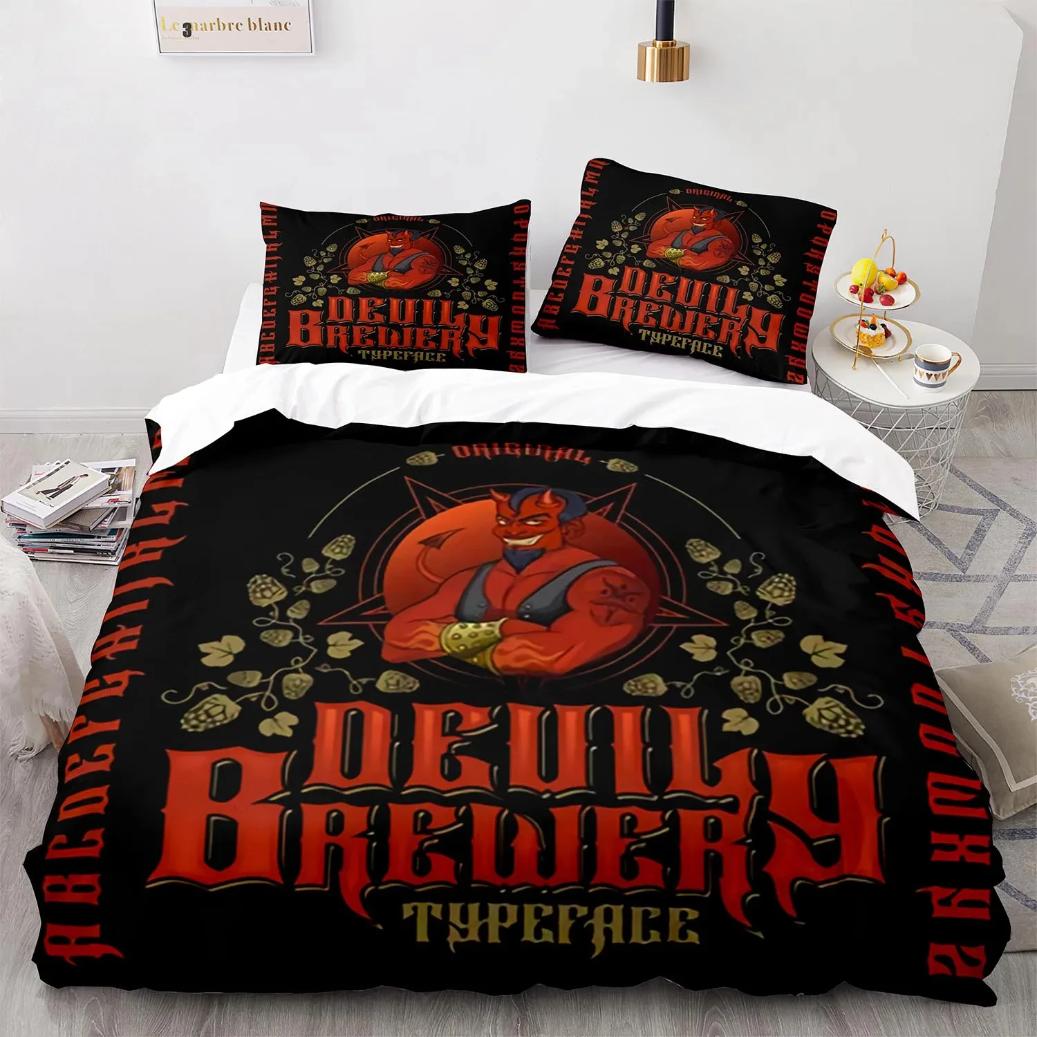 Cool Satan Bedding Set Single Twin Full Queen King Size Demon Bed Set Aldult Kid Bedroom Duvetcover Sets 3D Print Duvetcover