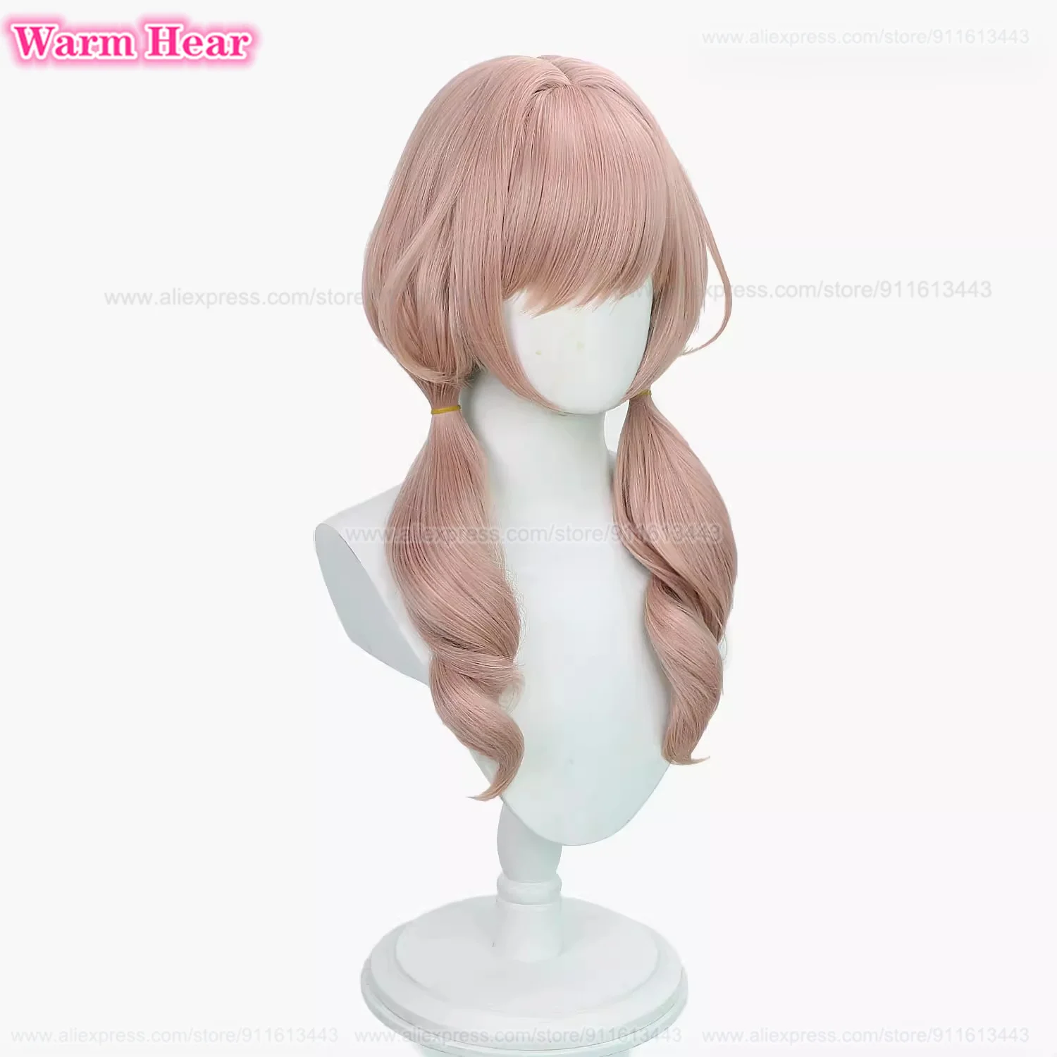 Game Bready Capelli sintetici Lunghi 50 cm Cachi Arancione Doppia treccia Parrucca Cosplay Capelli resistenti al calore Parrucche per feste di Halloween + Un berretto per parrucca