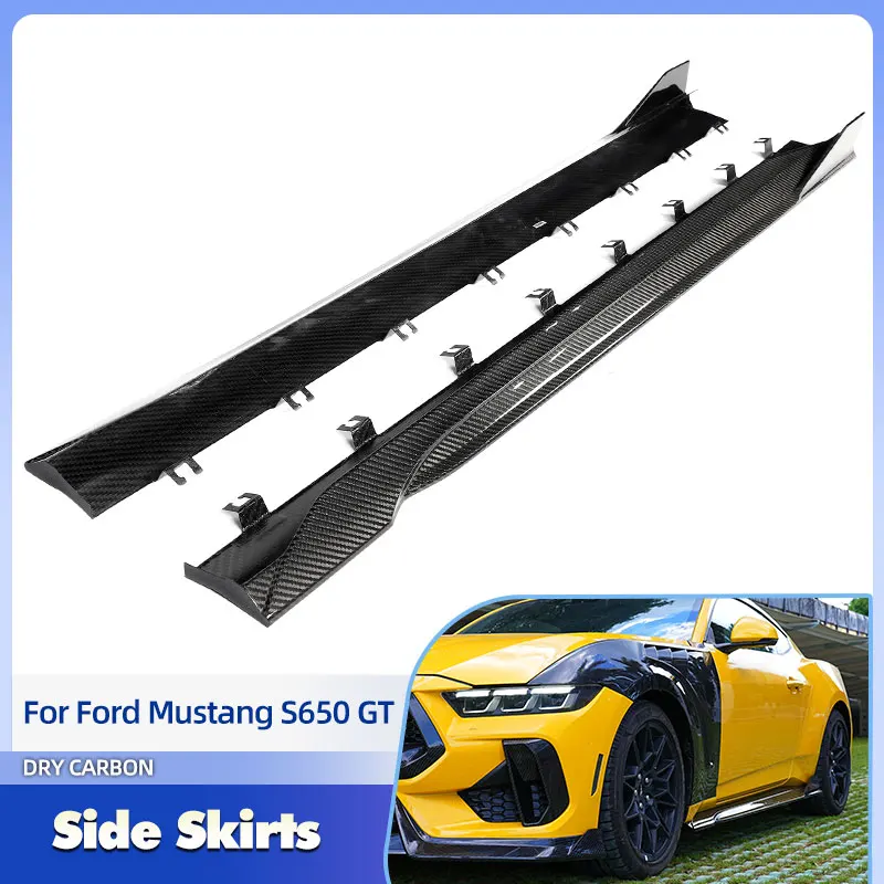 

Удлинители боковых юбок автомобиля Prepreg Dry Carbon для Ford Mustang S650 GT 2024 2025 Racing, фартук для боковых дверей, бампер, комплекты кузова для губ
