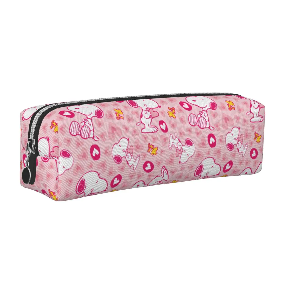 

Snoopy & Woodstock Pink Hearts Pattern Pencil Case Fun Pen Box Pencil Bags Girl Boy Big Capacity Office Gift Pencil Pouch