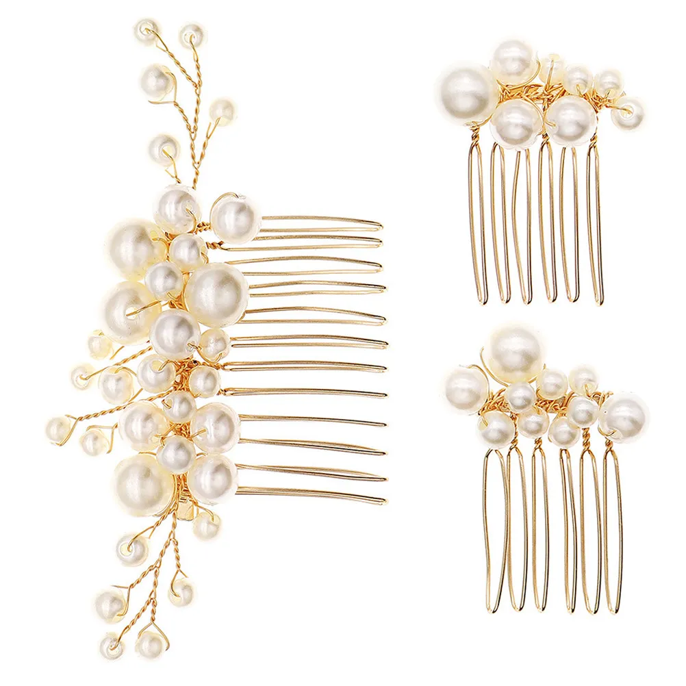 Rhinestone Bridal Hair Combs Set 3pcs Elegant Wedding Party Halloween New Year Headband Hair Clips