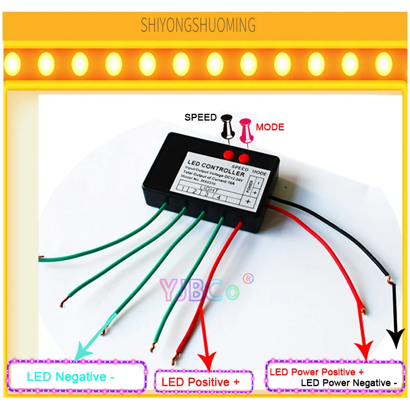 12V 24V 4CH 9CH Single color led strip light controller jump water burst flash horse sign luminous word exposed light box switch