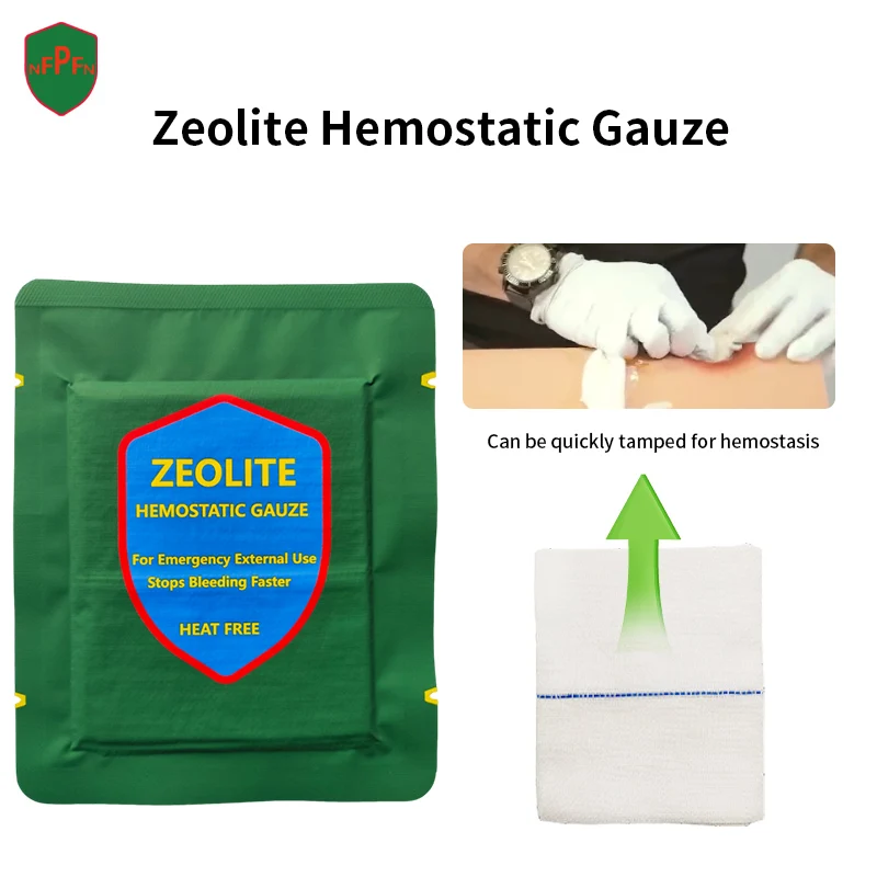 TCCC Tactical Zeolite Hemostatic Gauze Emergency Outdoor Binding Fixed Bandage First Aid Kit Medical Wound Dressing