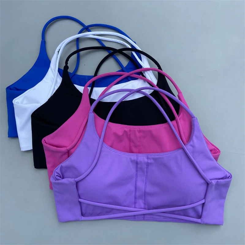 Biustonosz sportowy z paskami krzyżowymi Kobiety Siłownia Joga Crop Top treningowy Kamizelka Wysokie wsparcie Bralette Fitness Bielizna Push Up