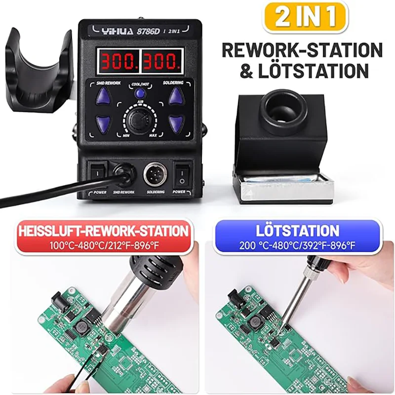 TopDirect 700 W Soldering Station 2-in-1 Hot Air Soldering Station LED Digital Display Welding Equipment Soldering Iron Tools