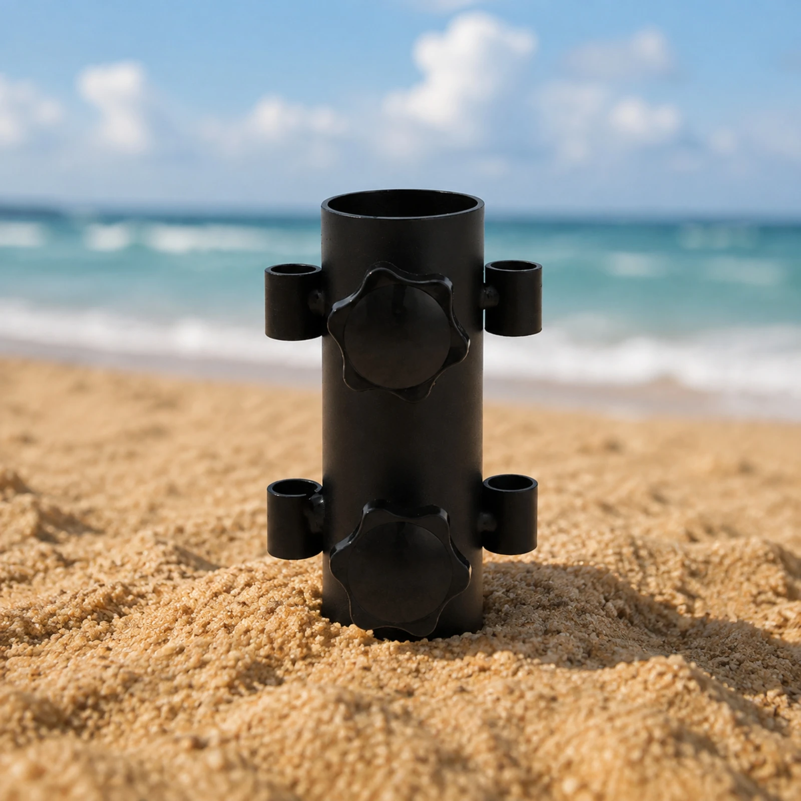 Canopy-Pole Holder with Side Sleeves Multi-Sleeve Tent Pole Stabilizer with Threaded Knobs Awning Rod Holder Portable Compact