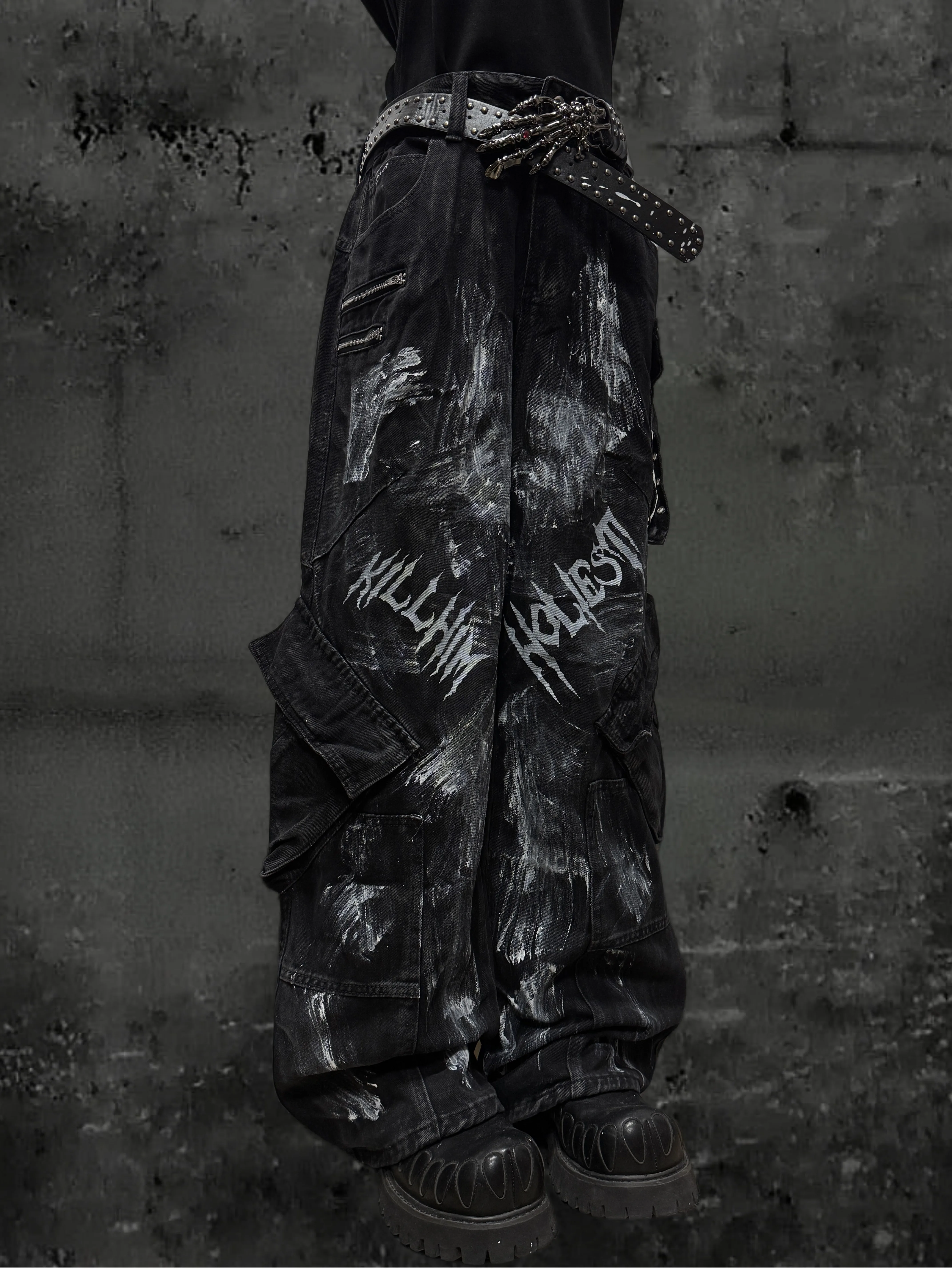 

Плиссированные узкие джинсы Waste Soil Wind Washed, мужские и женские потертые широкие брюки свободного кроя в стиле ретро, осень