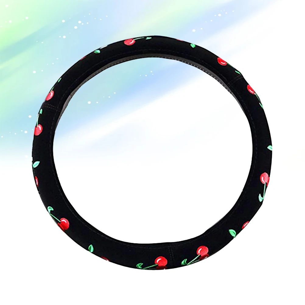 

Steering Wheel Cover Women Cherry Embroidery Auto Car Decoration Comfort Grip Protection Cold Hot Weather Resistant