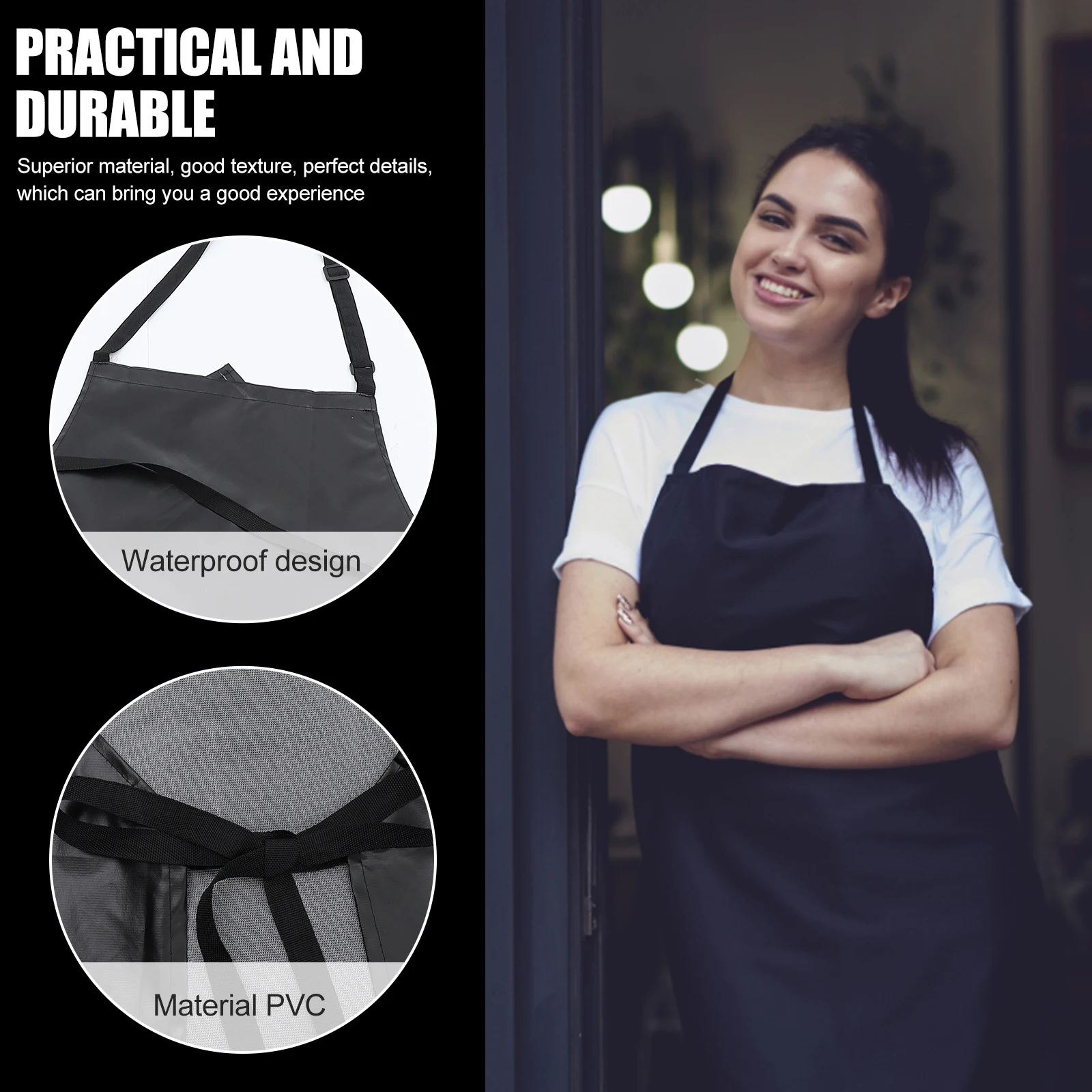 

Dad Apron PVC Waterproof Reusable Household Cooking Apron Bakery Kitchen Multi-Purpose Aprons for Men Restaurant Chef