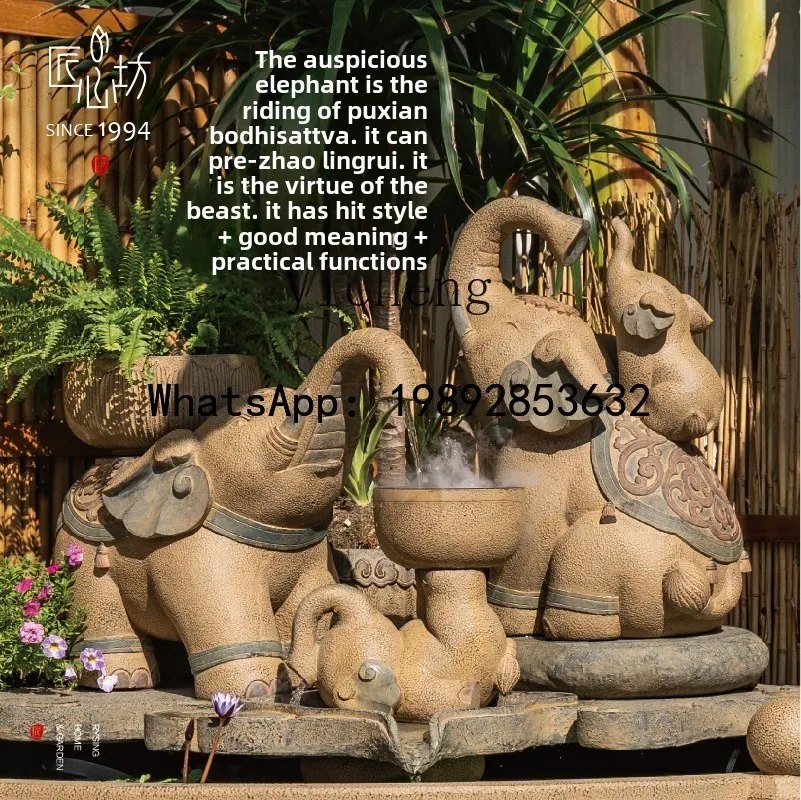 ABC Chinese courtyard flowing water landscape outdoor fish pond landscaping  elephant ornament balcony fish pond
