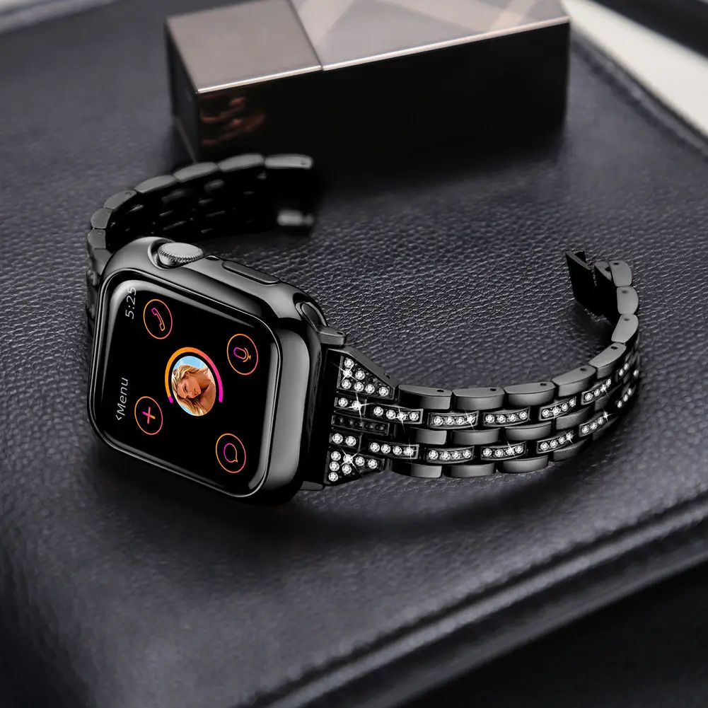 Metal Strap for Apple Watch 8 7 6 5 4 3SE Band Luxury Stainless Steel Diamond Bracelet for iWatch 45mm 41mm 44mm 40mm 42mm 38mm