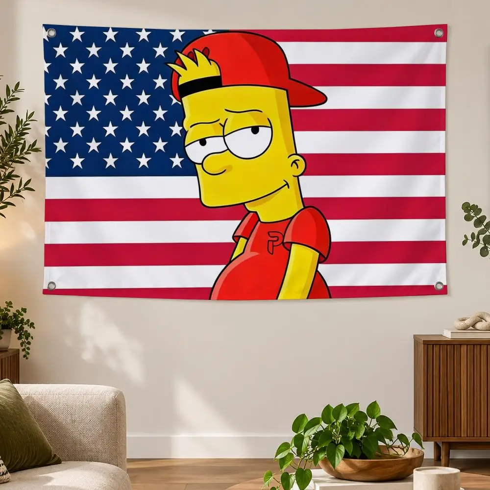Cartoon Classic Comedy T-The Simpsons Flags Banner Decor for Bedroom,Garden,Party,Club,Indoor Outdoor, Fan Gift