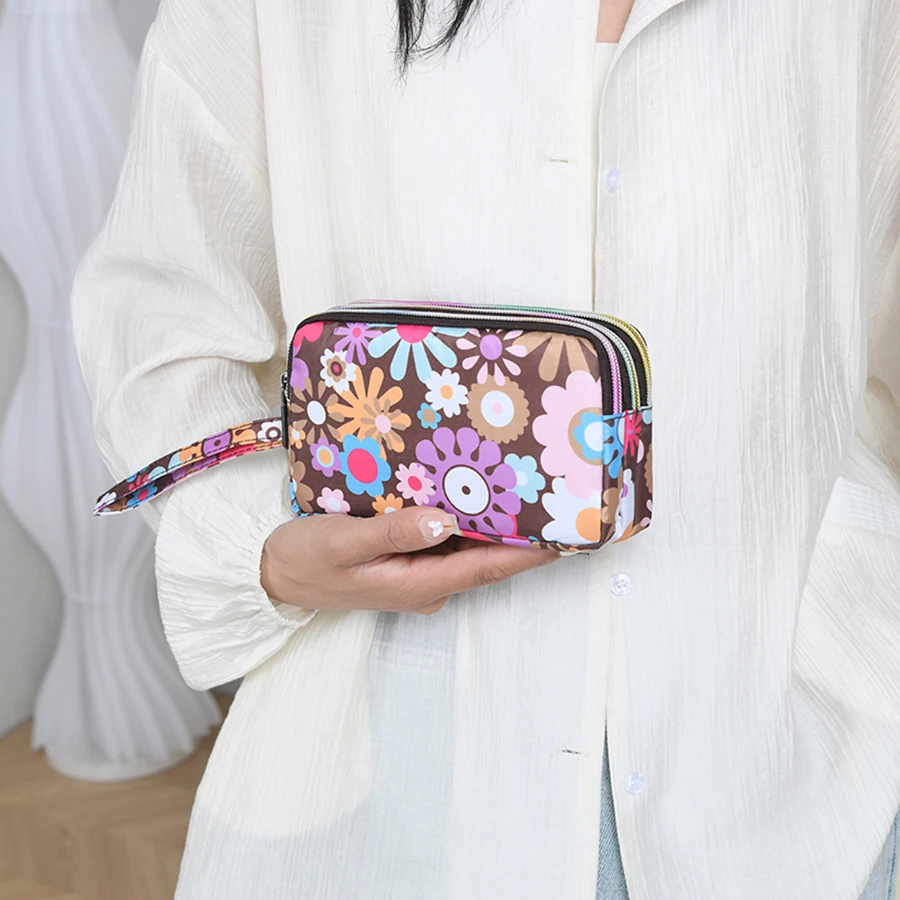 Three-layer zipper wallet, long women's large-capacity coin purse, fashionable clutch, multi-purpose mobile phone case