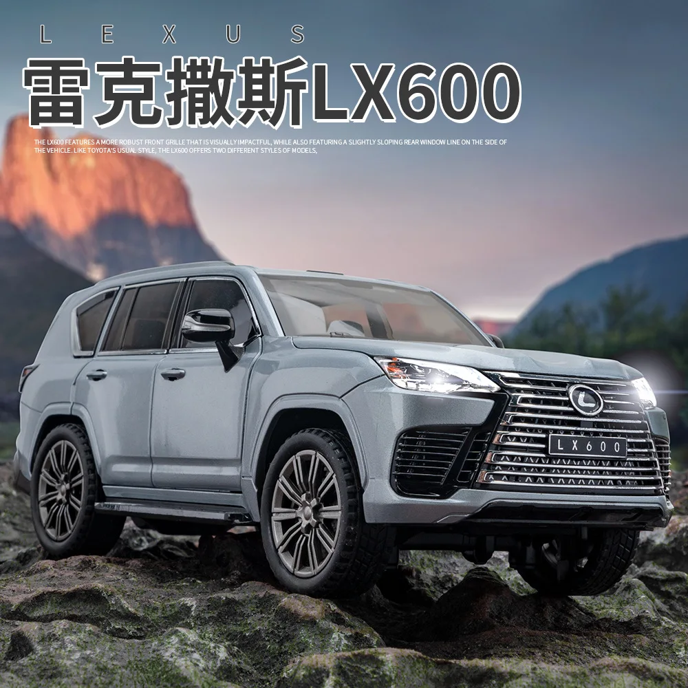 1:24 LEXUS LX600 Alloy Car Model Sound And Light Pull Back Toy Car Off-Road car Simulation for Boy Collection Decoration A606