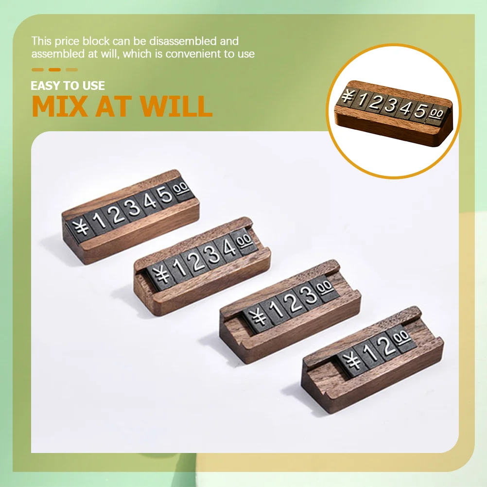 Digital Grain Price Board Adjustable Tags Display Cube Blocks Counter Compact Pricing Stand Wood Solid Jewelry Easy Disassembly