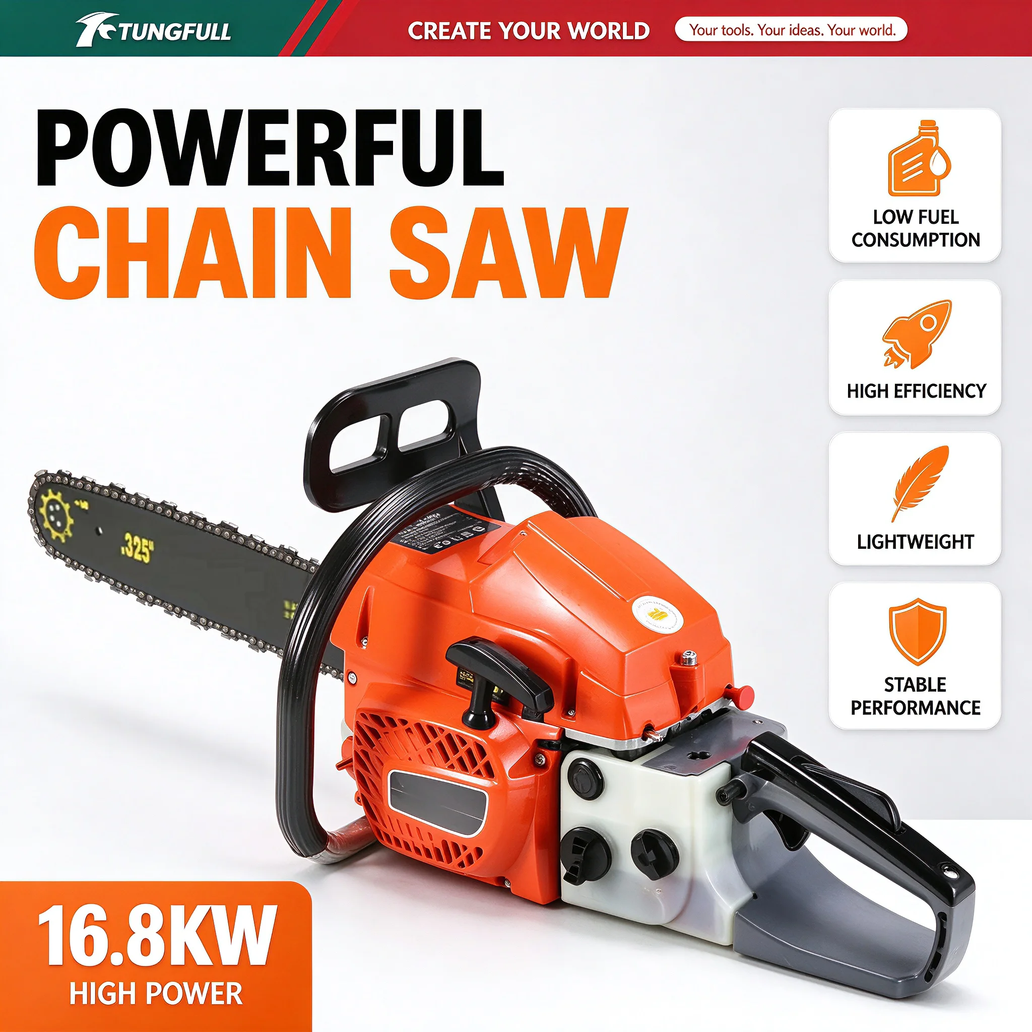 4‑Stroke Gas Chainsaw High Power Logging Saw Wear‑Resistant Handheld Cutter For Tree Cutting Wood Logging Garden Pruning