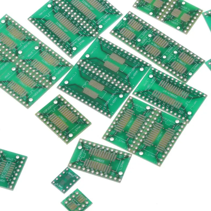 carte PCB adaptateur tournant vers DIP, plaque convertisseur, SOP, MSOP, SSOP, TSSOP, SOT23, 8, 10, 14, 16, 20, 28, SMT vers DIP, 35 pièces