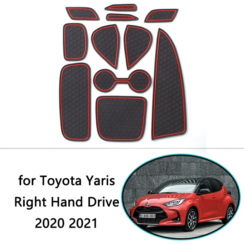 

for Toyota Yaris 2020 2021 Japan Model Rubber Anti-slip Mat Door Groove Cup Pad Phone Cushion Gate Slot Coaster Car Accessories