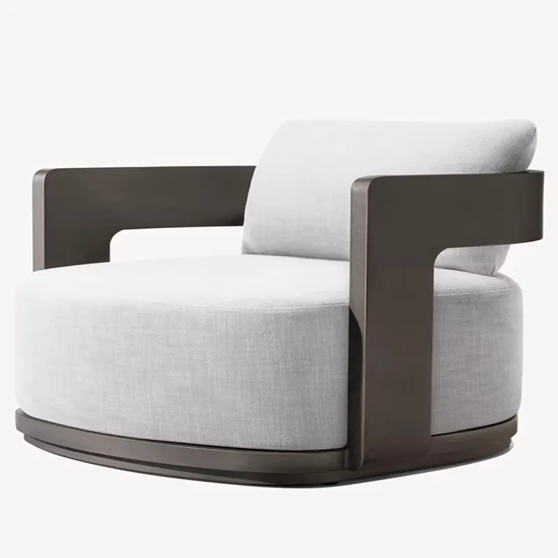 Nordic teak leisure sofa, outdoor furniture villa terrace B & B sun room garden hotel aluminum alloy sofa