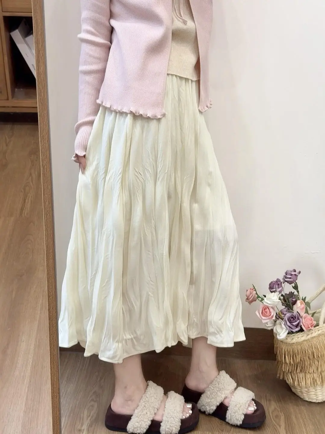 

Faionable A-Line Midi Skirt for Women Gentle Wind Design Sense Asymmetrical Large Size Spring Season Sli Skirt