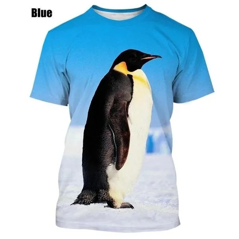 Emperor Penguin T-Shirts Animal 3D Print Summer Men Women Short Sleeve T Shirt Harajuku Oversized Y2k Tees Tops Kids Clothing