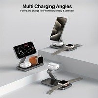 23W 3-in-1 Foldable Wireless Charging Station Fast Charger Stand with 3.3ft Cable for iWatch, iPhone 16/15/14 Series, AirPods