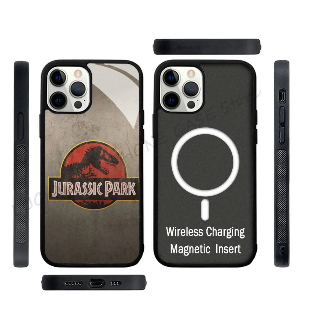 Dinosaur Phone Case Strong Magnetic For IPhone 15 14 13 Pro Max 11 12 Mini J-Jurassic Park For Magsafe