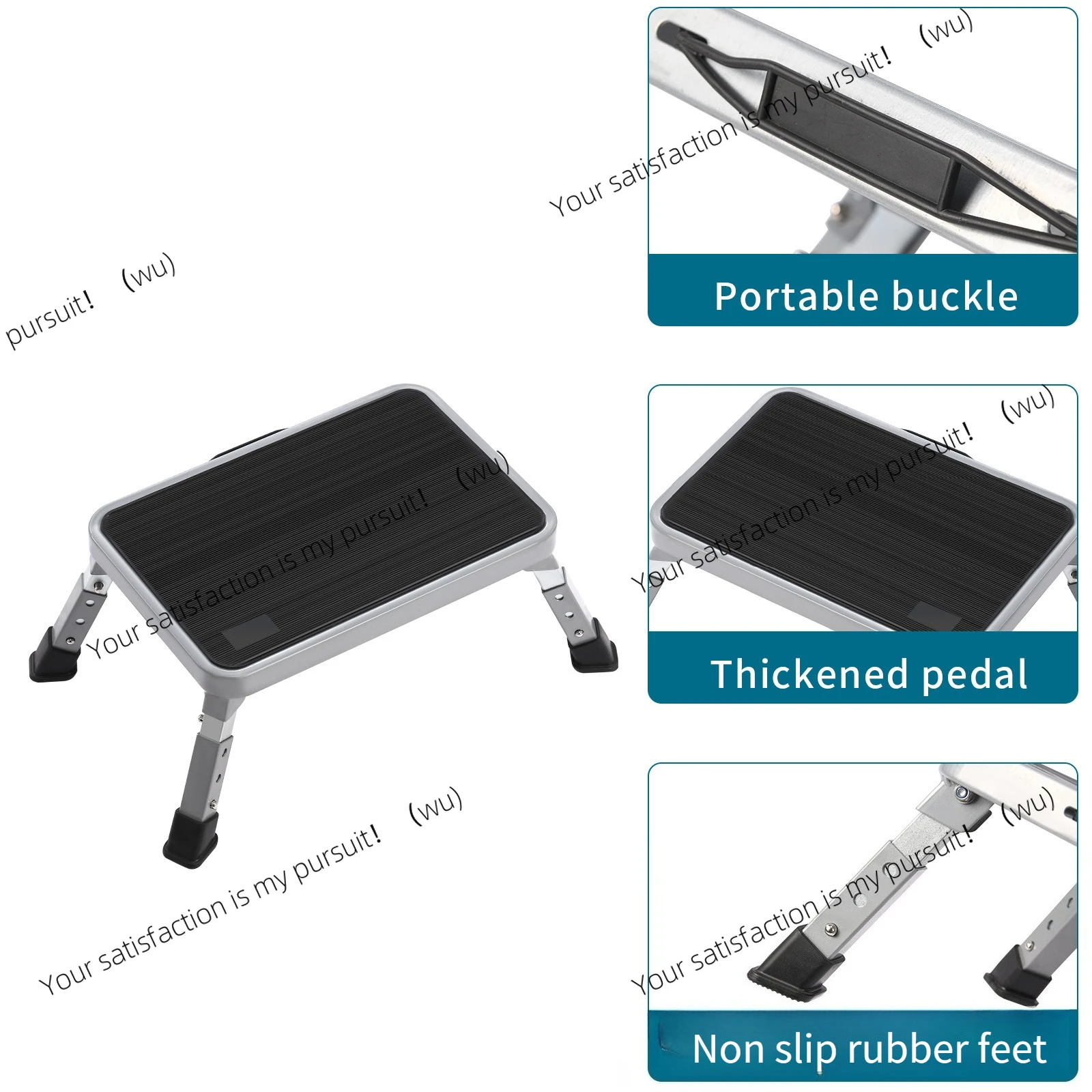 Thickened one-step ladder folding ladder non-slip kitchen household mini step 1-step car wash fishing steel ladder mini climbing