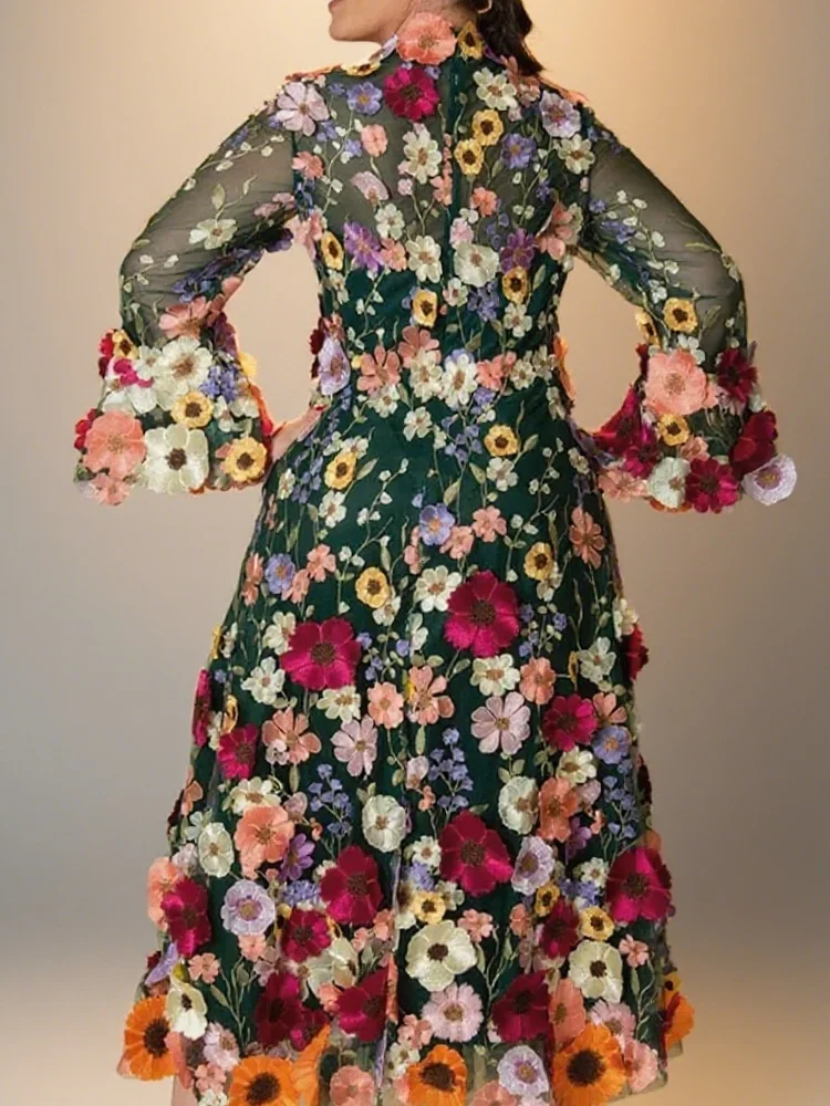 Exquisitos vestidos para madre de la novia, vestidos de invitados de boda hasta el té, vestidos elegantes de corte en A con flores en 3D, fiesta de boda personalizada