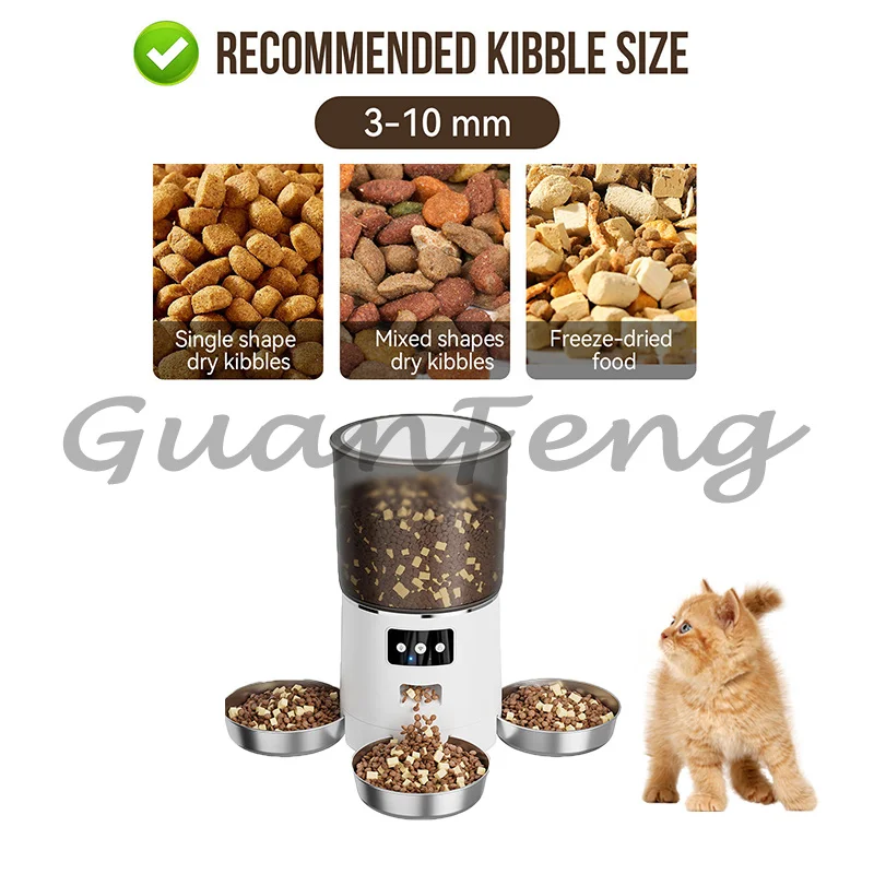 6L Multi‑Bowl Smart Automatic Pet Feeder, Graffiti‑Style WiFi Remote Access Plastic Food Dispenser for Cats Dogs