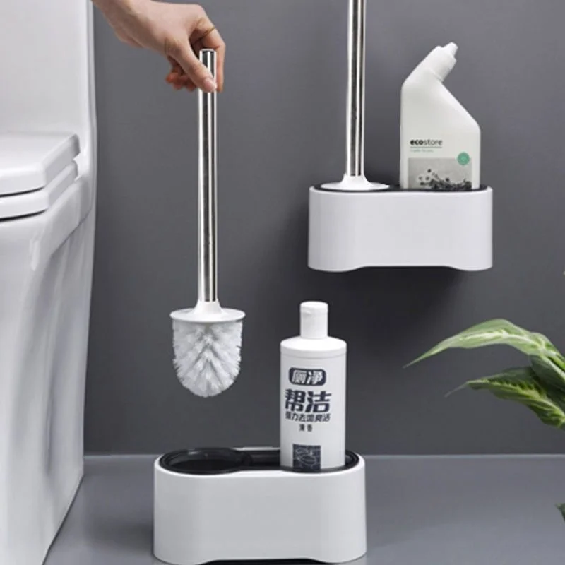 Toilet Bathroom Brush Wall-mounted Shelf Without Dead Space Home Wash Restroom Durable Squatting Mutifuction Brushes