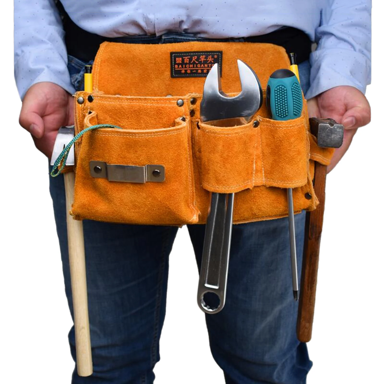 PU Leather Tool Belt Bag Holder Vintage Organizer Kit Waist Pack Pouch Pocket for Electrician Woodworking Carpenter Screwdrivers