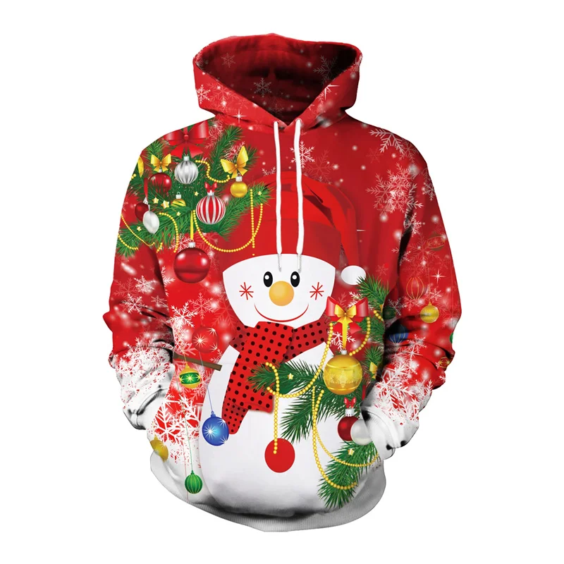 

3D Print Merry Christmas Graphic Men's Women's Hoodies Funny Santa Claus Snowflake Pattern Hooded Sweatshirts Winter Casual Tops