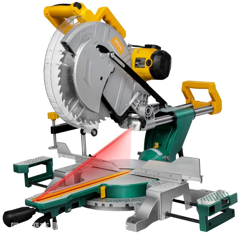 12-Inch Electric Double Diagonal Pull Rod Saw Belt Type Woodworking Cutting Machine Aluminum Construction