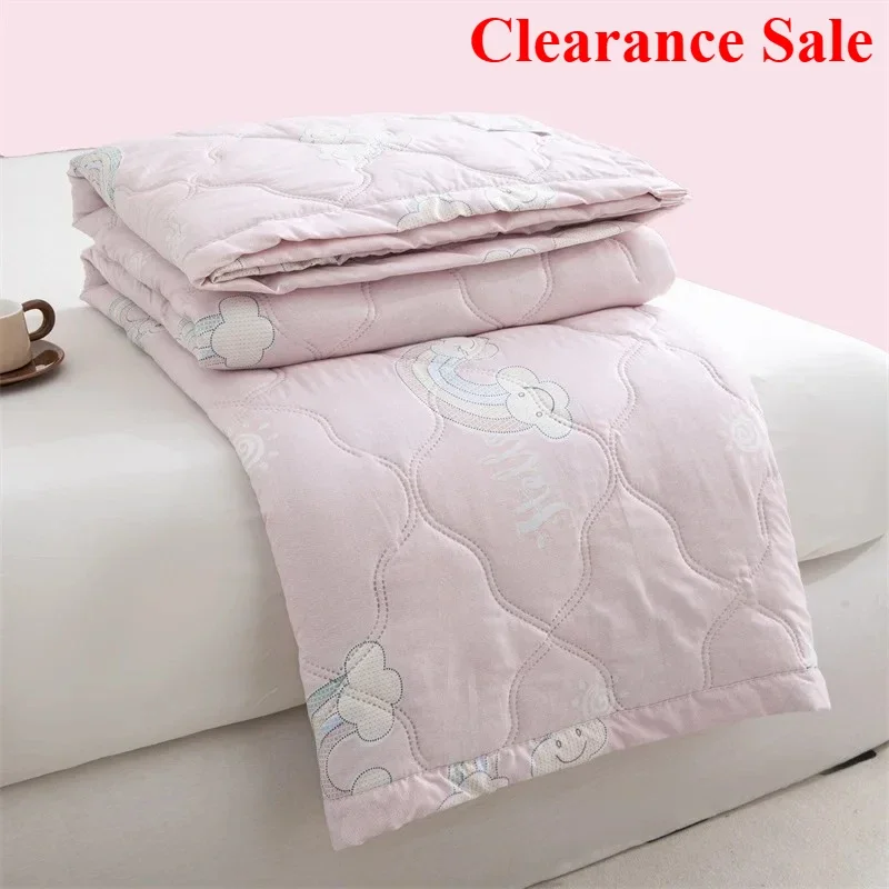 washed cotton summer quilt skin-friendly grinding summer cool quilt printing dormitory air conditioner quilt