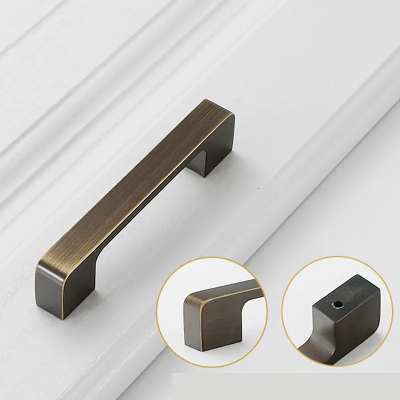 

2 Pcs Solid Brass Cabinet Handles, Antique Brass Pulls for Home Kitchen Door Drawers, Vintage Rose Gold Dresser Knobs Furniture