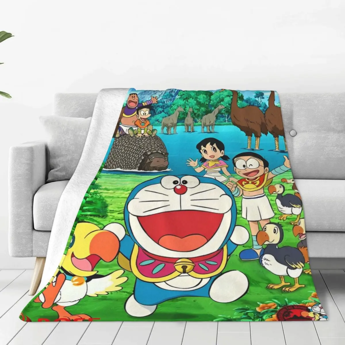 Super Warm Blankets Picnic Cartoon D-Doraemon Throw Blanket Flannel Bedspread For Bedroom Funny Sofa Bed Cover