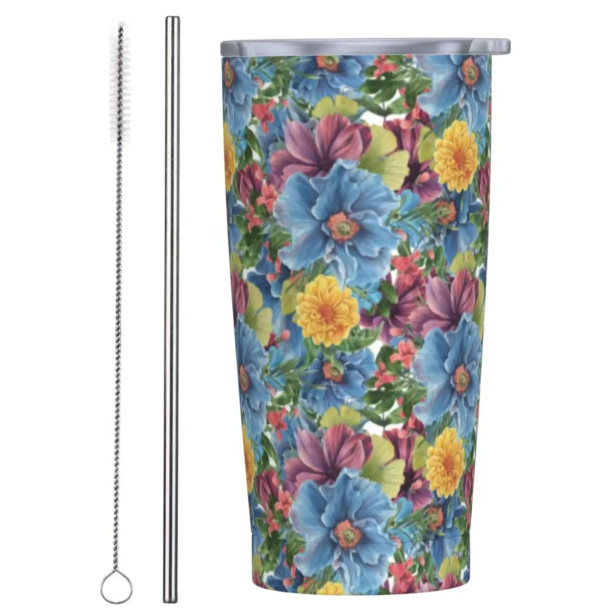 

Цветочный стакан, элегантный цветочный принт, бутылка для холодных напитков, воды, термочашки из нержавеющей стали, графические дорожные автомобильные кружки